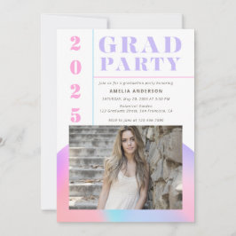 Invitación Fiesta de Gradiente Moderno Retro de Graduación Fo