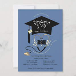Invitación Fiesta de Grado de Enfermería Editable en Azul Sim
