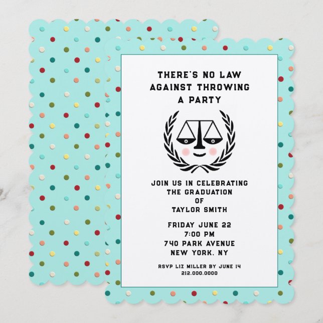 Invitación Fiesta de Grado de Facultad de Derecho Creativo (Anverso / Reverso)