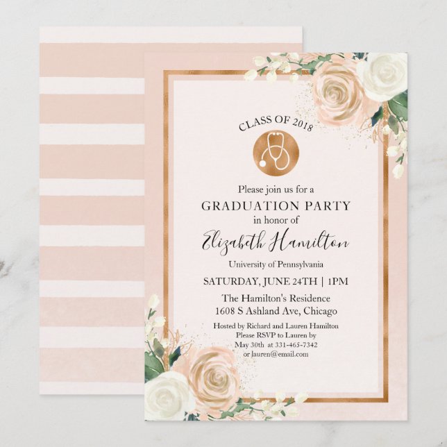 Invitación Fiesta de Grado de la Escuela de Enfermería Médica (Anverso / Reverso)