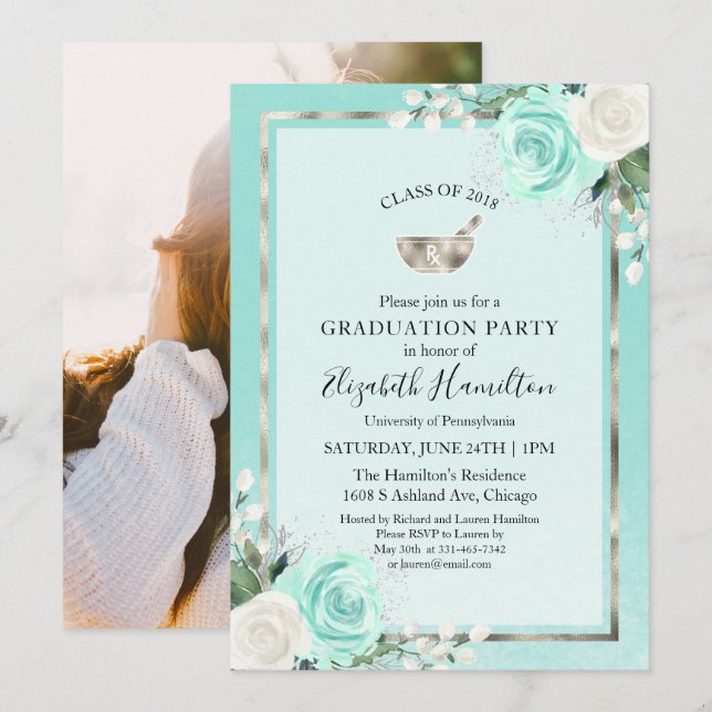 Invitación Fiesta de Grado de la Escuela de Farmacia Mortar F (Anverso / Reverso)