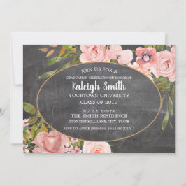 Invitación Fiesta de Grado de Placa Floral Rosa de Jardín