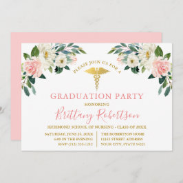 Invitación Fiesta de Grado Médico de Flora Blanca Rosa