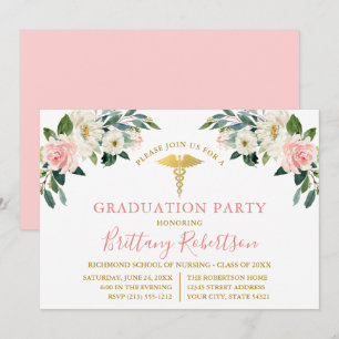 Invitación Fiesta de Grado Médico de Flora Blanca Rosa