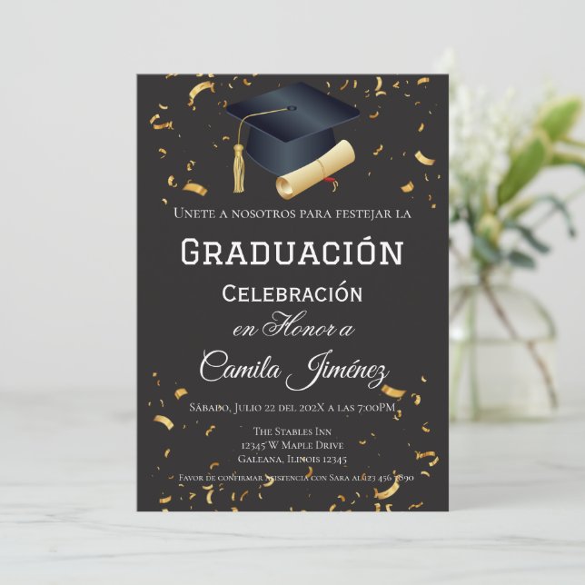 Invitación Fiesta de Graduación  (Anverso de pie)