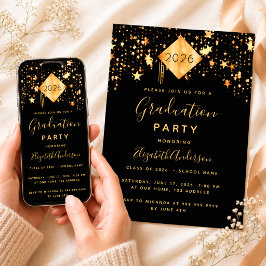 Invitación Fiesta de graduación 2023 adorno superior negro do