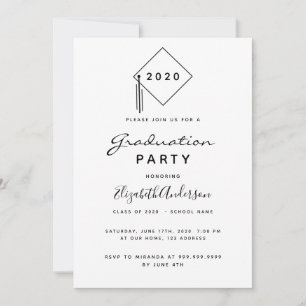 Invitación Fiesta de graduación 2024 topper blanco negro mode