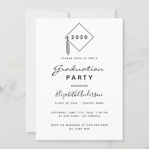 Invitación Fiesta de graduación 2024 topper blanco negro mode