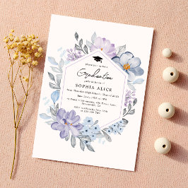 Invitación Fiesta de Graduación 2025 con Flores de Rubor Acua