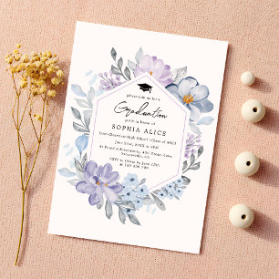 Invitación Fiesta de Graduación 2025 con Flores de Rubor Acua