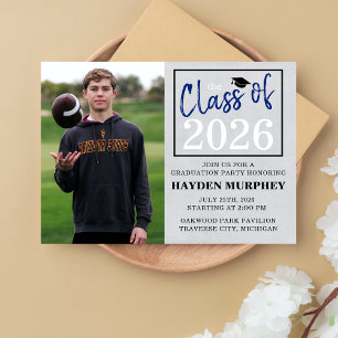 Invitación Fiesta de Graduación 2026 Casa Abierta Foto Azul