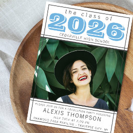 Invitación Fiesta de Graduación 2026 Casa Abierta Foto Azul C