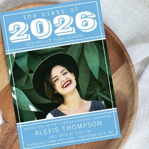 Invitación Fiesta de Graduación 2026 Casa Abierta Foto Azul C