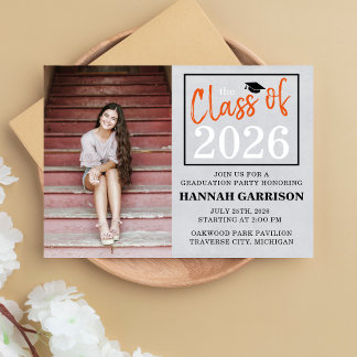 Invitación Fiesta de Graduación 2026 Casa Abierta Foto Naranj