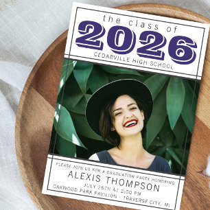 Invitación Fiesta de Graduación 2026 Casa Abierta Foto Purpur