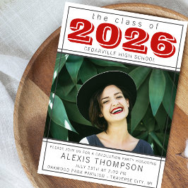 Invitación Fiesta de Graduación 2026 Casa Abierta Foto Rojo