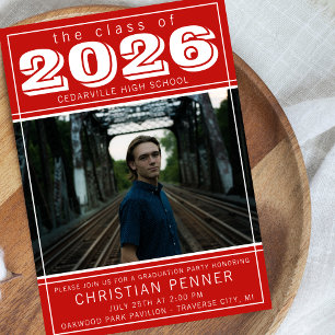 Invitación Fiesta de Graduación 2026 Casa Abierta Foto Rojo