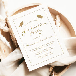 Invitación Fiesta de graduación 2026 Clásico Dorado con borde