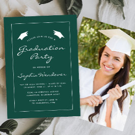 Invitación Fiesta de Graduación 2026 Clásico Verde con Borde