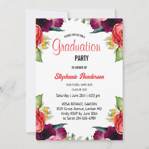 Invitación Fiesta de Graduación 2026 Floral Rosa Claro Femeni