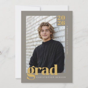 Invitación Fiesta de graduación 2026 Moderna Piedra Gris Dora