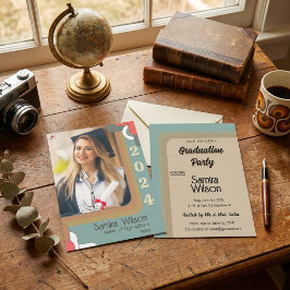 Invitación Fiesta de Graduación 2026 Retro Arco Foto Boho Vin