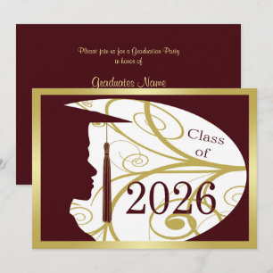 Invitación Fiesta de Graduación 2026 Silueta de Hombre Dorado
