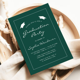 Invitación Fiesta de graduación 2026 Verde Clásico con borde