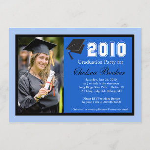 Invitación Fiesta de graduación 5x7 Bleu y foto negra