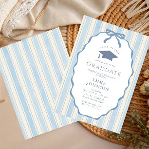 Invitación Fiesta de Graduación a Rayas Azules y Blancas 2026