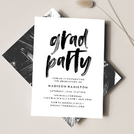 Invitación Fiesta de Graduación Abstracta en Blanco y Negro