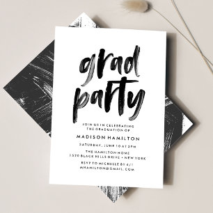Invitación Fiesta de Graduación Abstracta en Blanco y Negro
