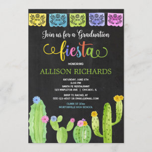 Invitación Fiesta de graduación, acuarela cactus fiesta