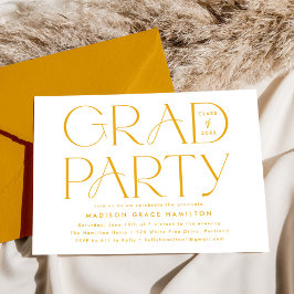Invitación Fiesta de Graduación Amarilla de Tipografía Modern