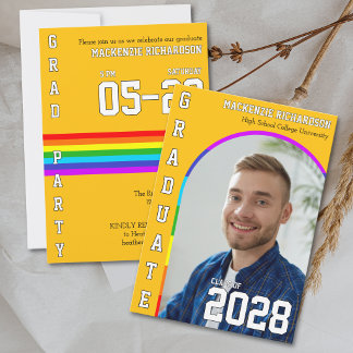 Invitación Fiesta de Graduación Amarilla del Orgullo del Estu
