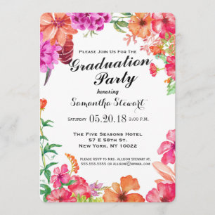 Invitación Fiesta de graduación anaranjada rosada del jardín