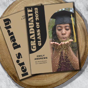 Invitación Fiesta de Graduación Arco de Oro y Foto para Gradu