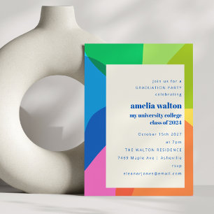 Invitación Fiesta de Graduación Arcoíris Abstracto Colorido y