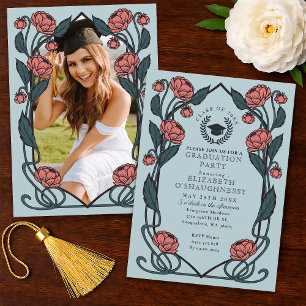 Invitación Fiesta de Graduación Art Nouveau con Elegantes Peo