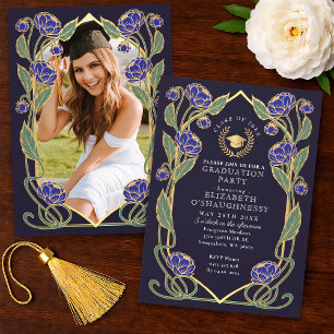 Invitación Fiesta de Graduación Art Nouveau de Elegante Peoní