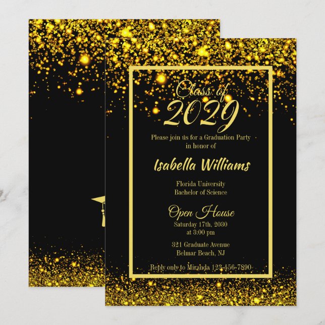 Invitación Fiesta de graduación atractiva moderna del (Anverso / Reverso)