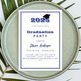 Invitación Fiesta de graduación azul blanco 2026