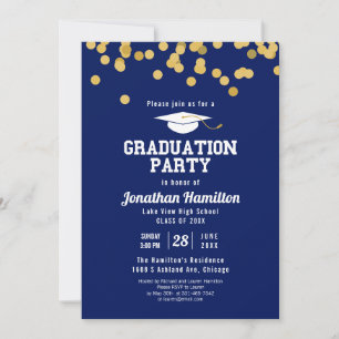 Invitación Fiesta de Graduación Azul de Escuela Secundaria Co