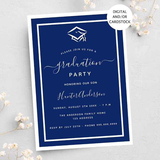 Invitación Fiesta de graduación azul marino (Subido por el creador)