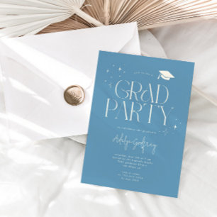 Invitación Fiesta de Graduación Azul Vaquero Estrella Tipogra