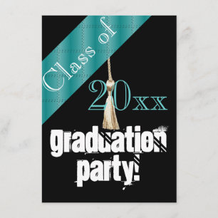 Invitación Fiesta de graduación azul y negro