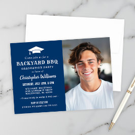 Invitación Fiesta de Graduación BBQ en el Patio con Foto de l