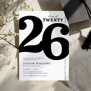 Invitación Fiesta de Graduación Black & White 2026