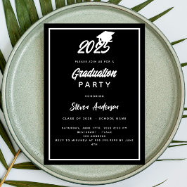 Invitación Fiesta de Graduación Blanco Negro 2026