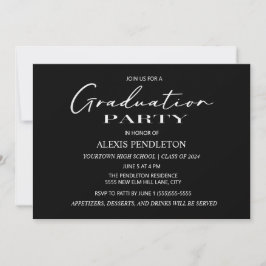Invitación Fiesta de Graduación Blanco y Negro